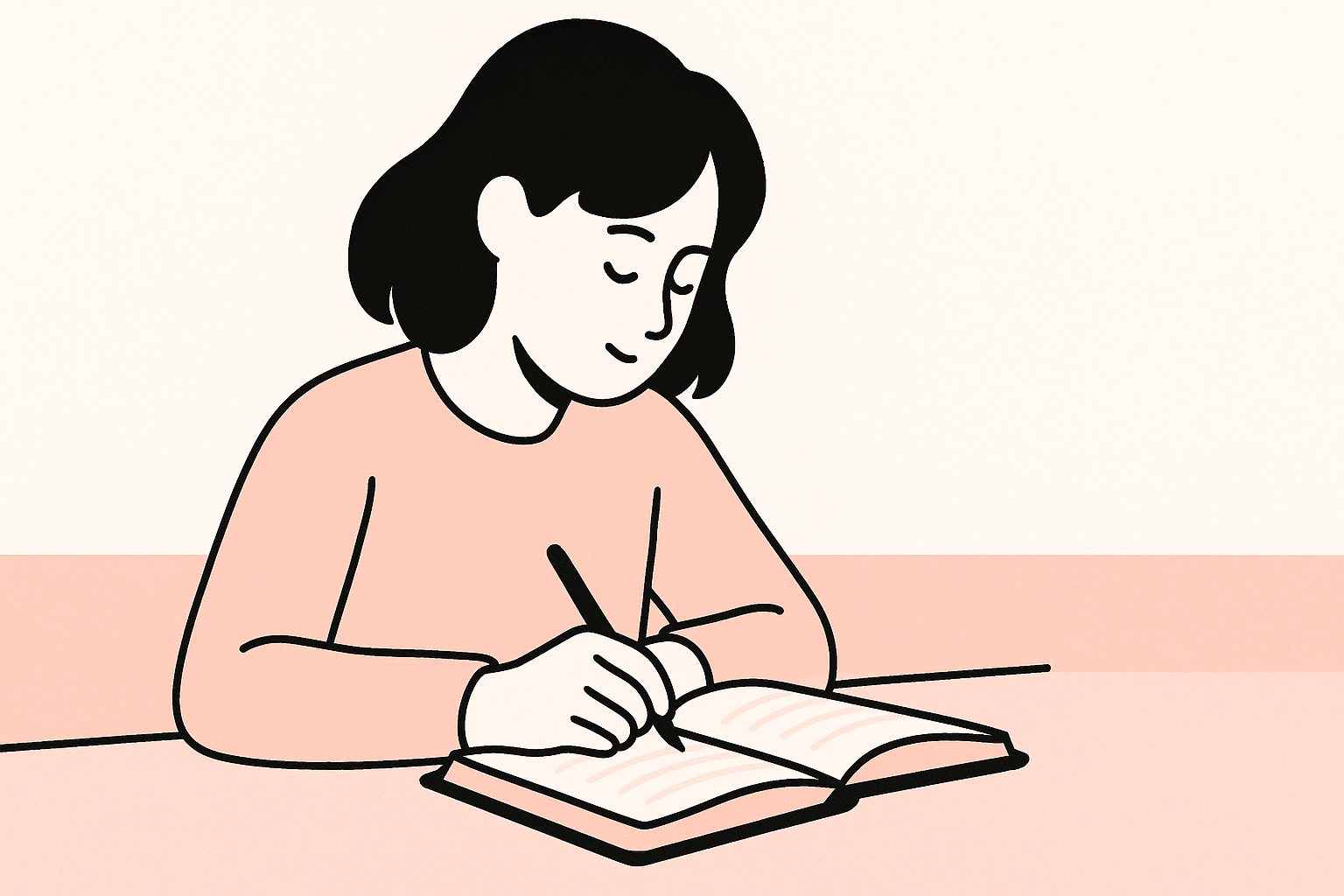 Illustration of a person writing in a diary